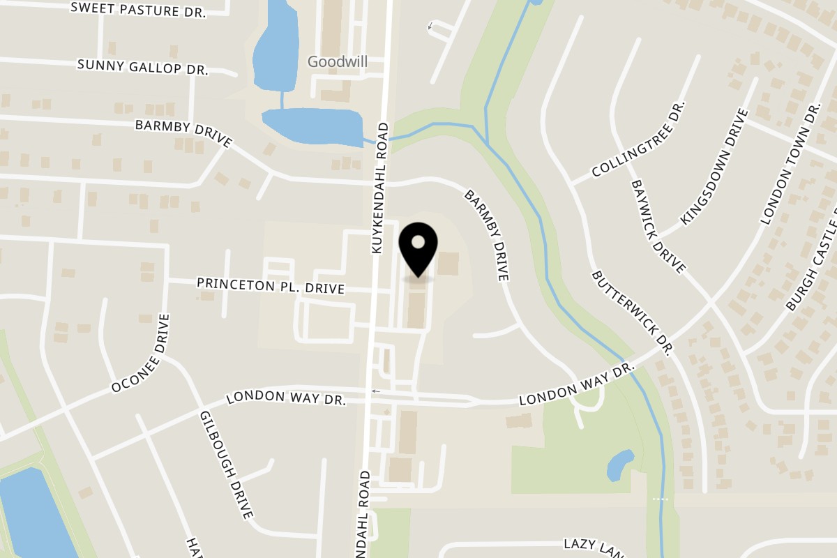 Map showing the location of Fresh Kitchen CF Poke Bowls & Gyros on 24914 Kuykendahl Rd Suite D in The Woodlands